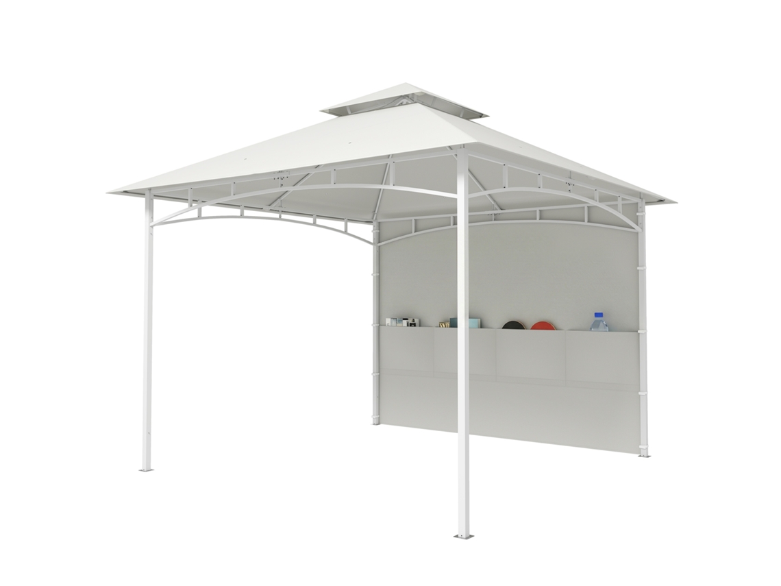 Telhado Duplo Do Jardim Do Jardim Do Gazebo E Bolsos De Armazenamento Gancho No Teto 3 X 3 M Creme