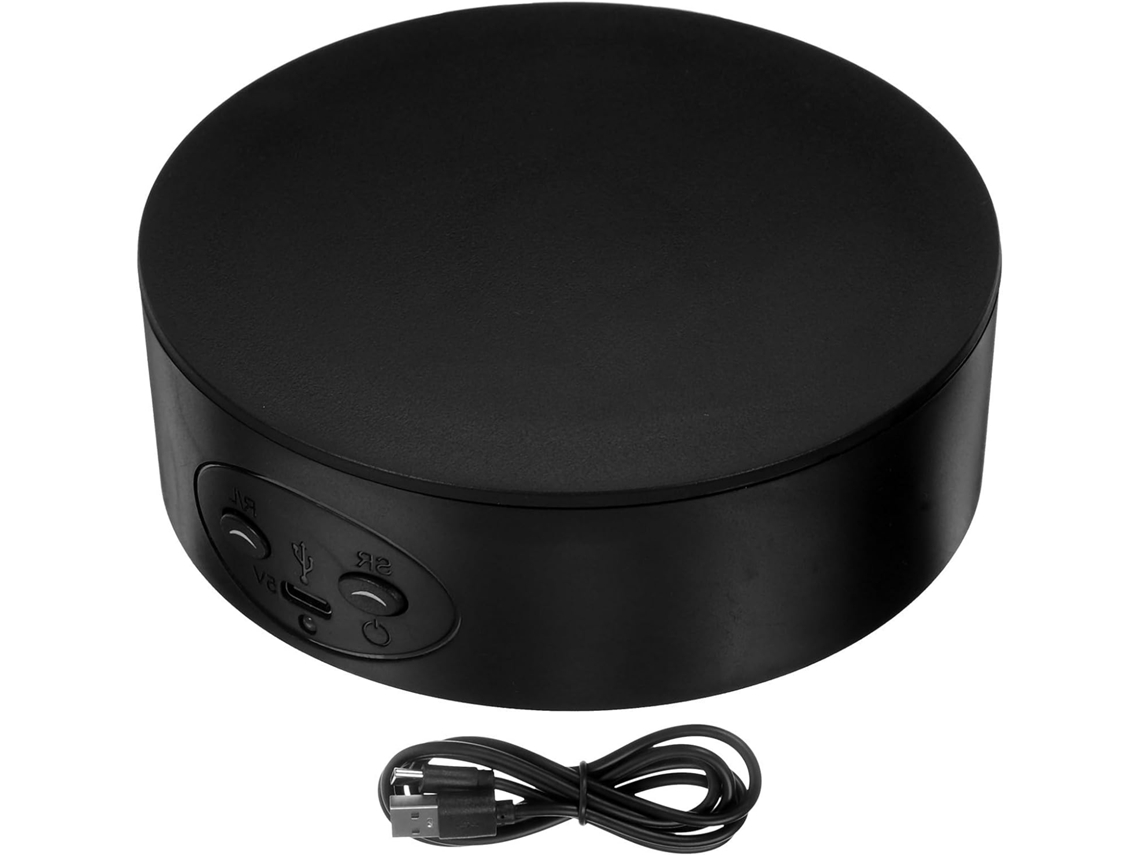 Suporte Giratório Elétrico De 13cm Em Abs Preto, Base Giratória Silenciosa De 360 Graus Para Exibir Joias, Objetos De