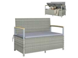 Banco de Jardim 170l. Rattan 2 Lugares com Almofada. Cinza Claro Ge