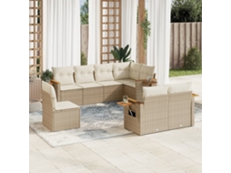 Conjunto de 8 Sofás para Jardim com Almofadas Vime Pe Bege Dkd Home Decor