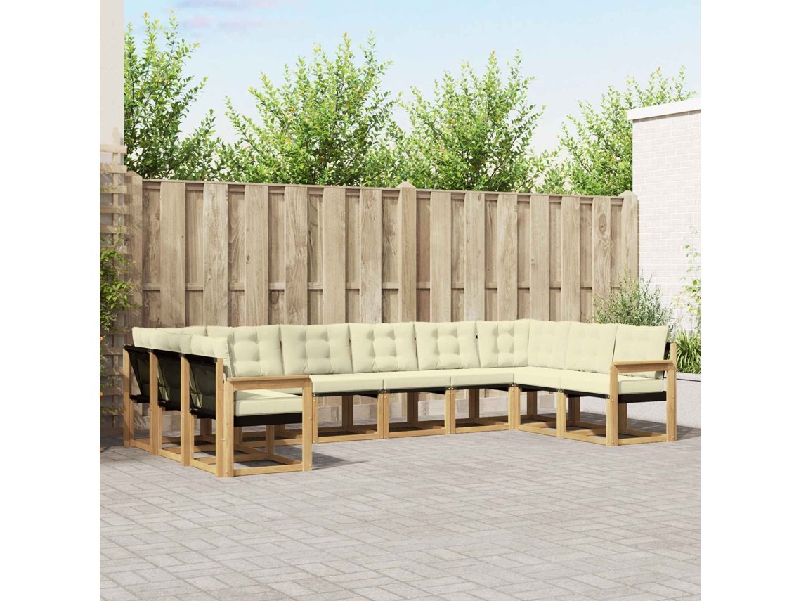 Vidaxl Conjunto De Sofás Para Exterior 10 Unid. Branco E Creme