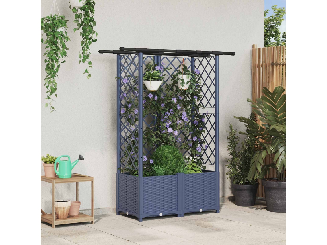Vidaxl Cama Elevada Com Treliça E Telhado Cinzento 124 X 40 X 136 Cm