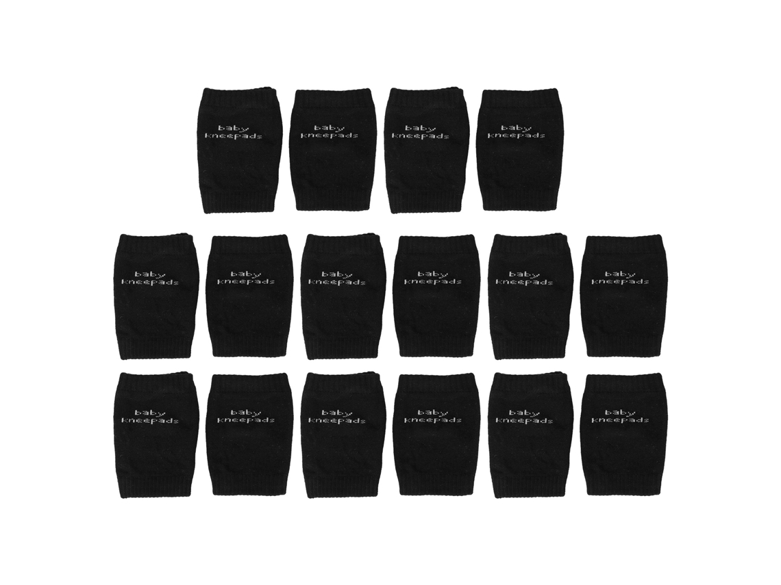 Primerox 16 Protetores de Joelhos Bebê Rastejar Algodão Macio Ajustável Unissex 11x8cm Preto