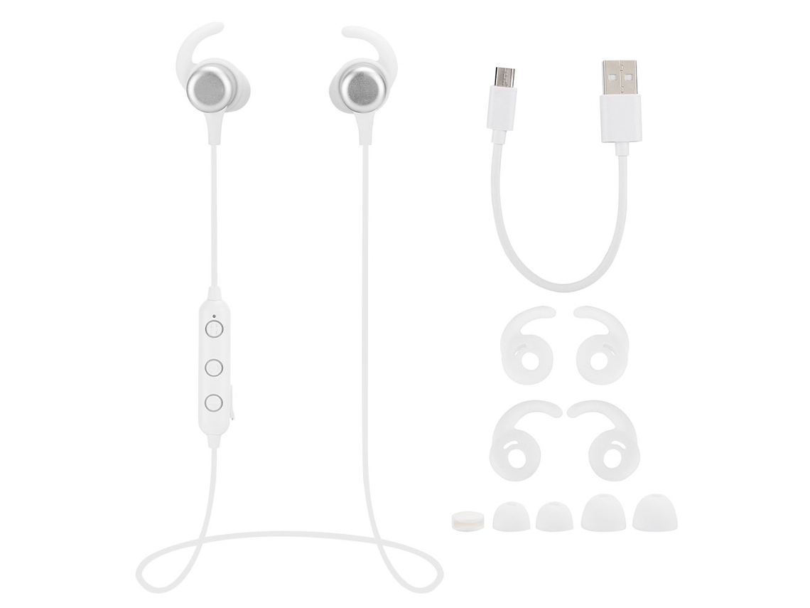 Fones Bluetooth Qcy M1C Branco EOOCOO esportivos à prova d'água com cancelamento de ruído