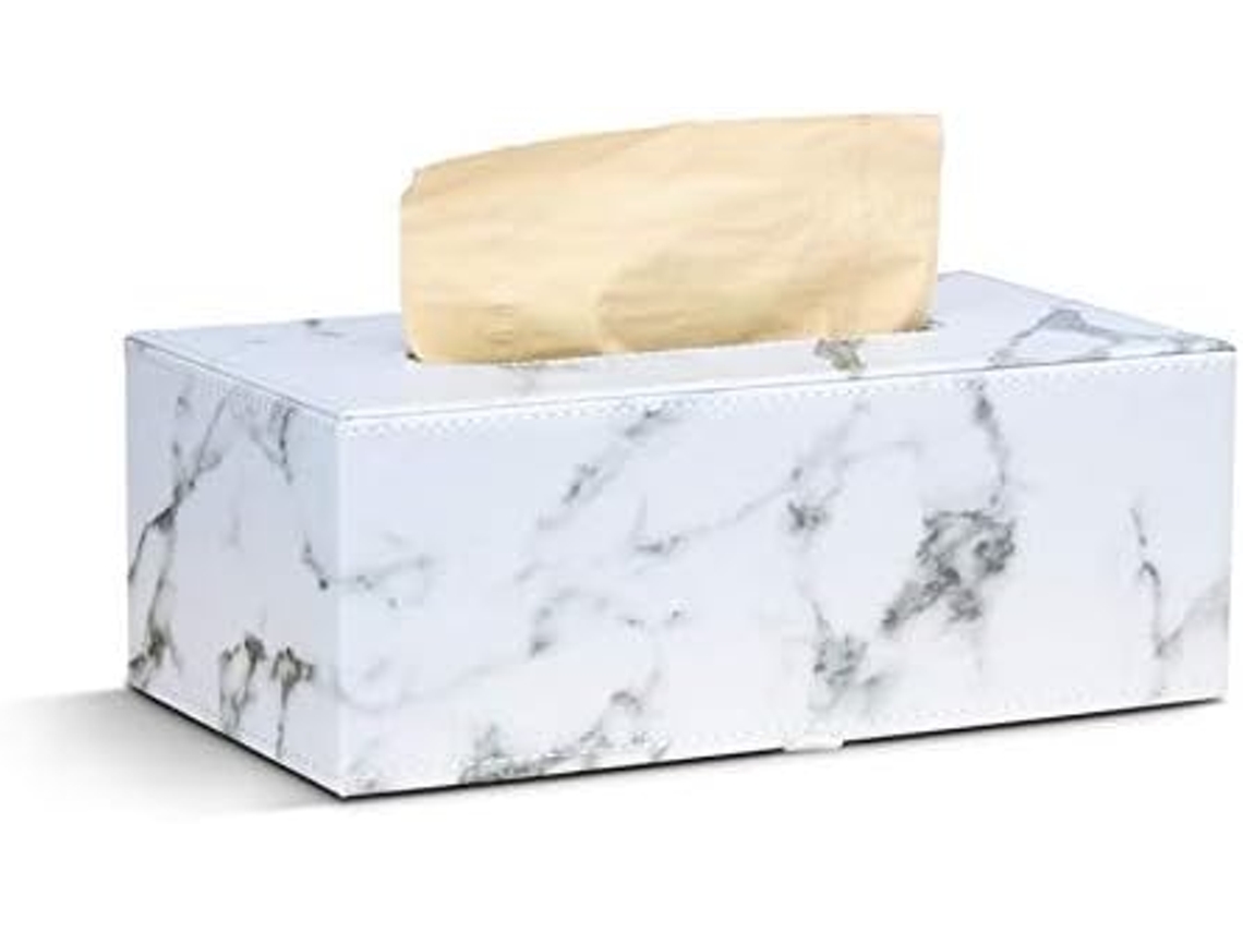Porta Lenços Retangular Em Couro Pu Com Estampa De Mármore, Ideal Para Casa, Escritório Ou Carro. Gokoco