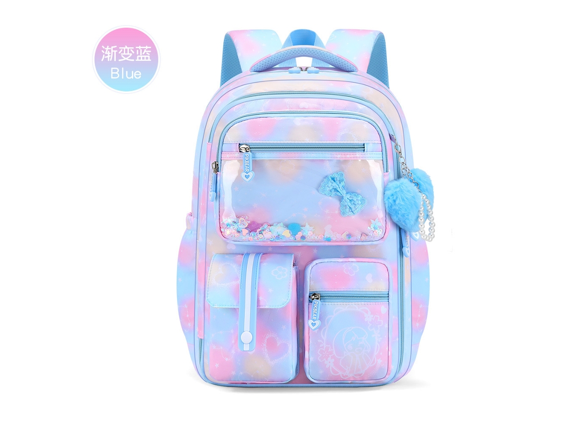 Mochila Escolar Com Laço para Meninas (azul) Cuich