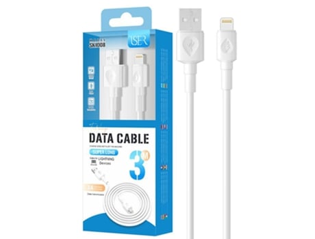 Cabo De Dados Usb 2.0 M Para Lightning M Iser Sk1008 3M (Branco)