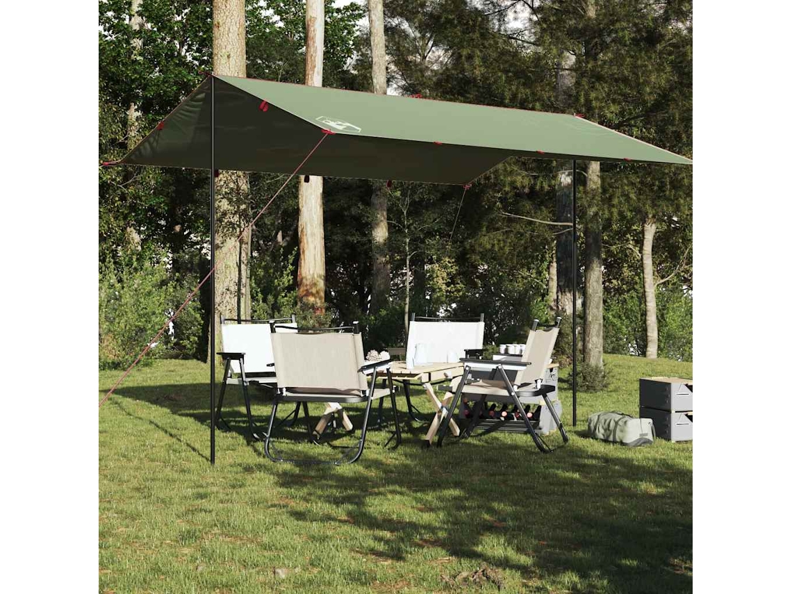 Vidaxl Lona De Campismo 400x294 Cm Impermeável Verde