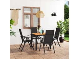 5 Pcs Conjunto De Jantar Para Jardim Preto E Marrom Dkd Home Decor