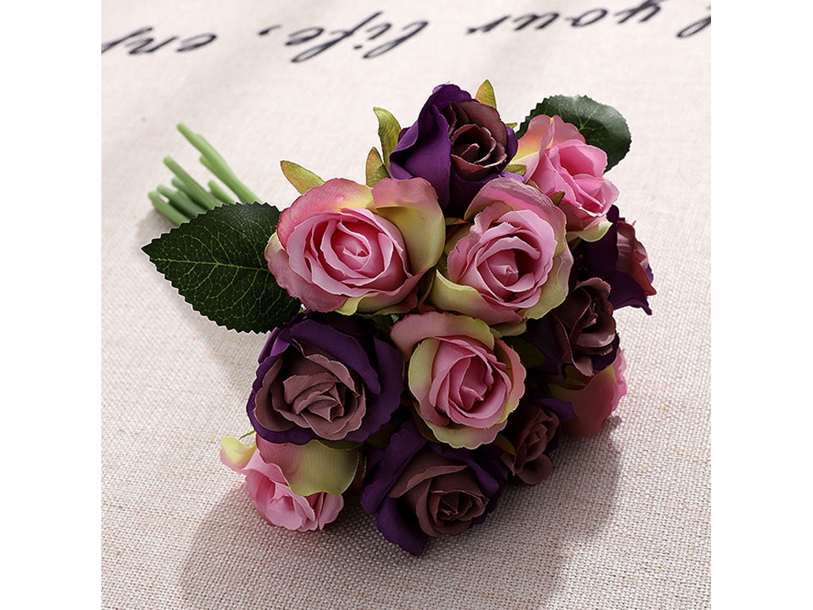 Buquê de Rosas Artificiais com 24 Cabeças, Flor de Seda com Haste. AQUAFORGE