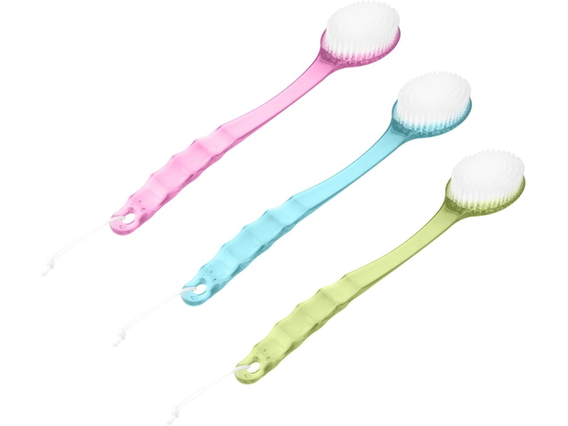 Conjunto De 3 Escovas Banho Com Cabo Longo, Escova Esfoliante Para Limpeza Profunda Do Corpo