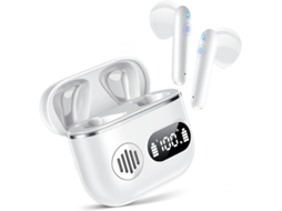 Fones Esportivos Sem Fio C/ Microfone Enc, Som Estéreo, Display Led Duplo, 48h, Bluetooth Ip7 Brancos JIAPEI