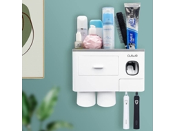 Nova Line suporte de Escova de Dentes para Parede, Suporte Multifuncional com Dispenser de Creme Dental e Gaveta