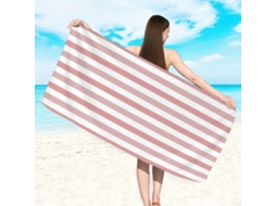 Yuysan Toalha De Praia Listrada Em Microfibra, Alta Absorção E Secagem Rápida, 150x75cm, Modelo St757, Cor Vermelho Claro