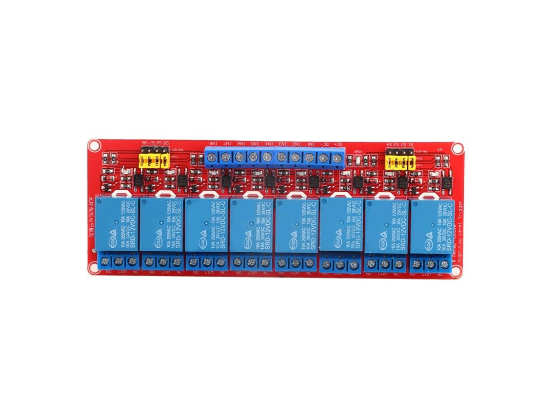 Módulo de relé optoacoplador de 8 canais (gatilho alto e baixo, 12 V)