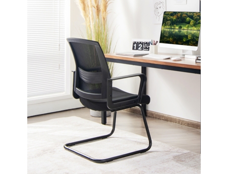 Cadeira de Escritório Forma de Marreta Encosto em Rede Ergonómica Assento Almofadado Apoio Lombar Regulável 60x54 5x94 Cm Preto