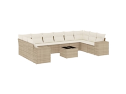 Maison Exclusive - 11 Pcs Conjunto Sofás De Jardim C/ Almofadões Vime Pe Bege