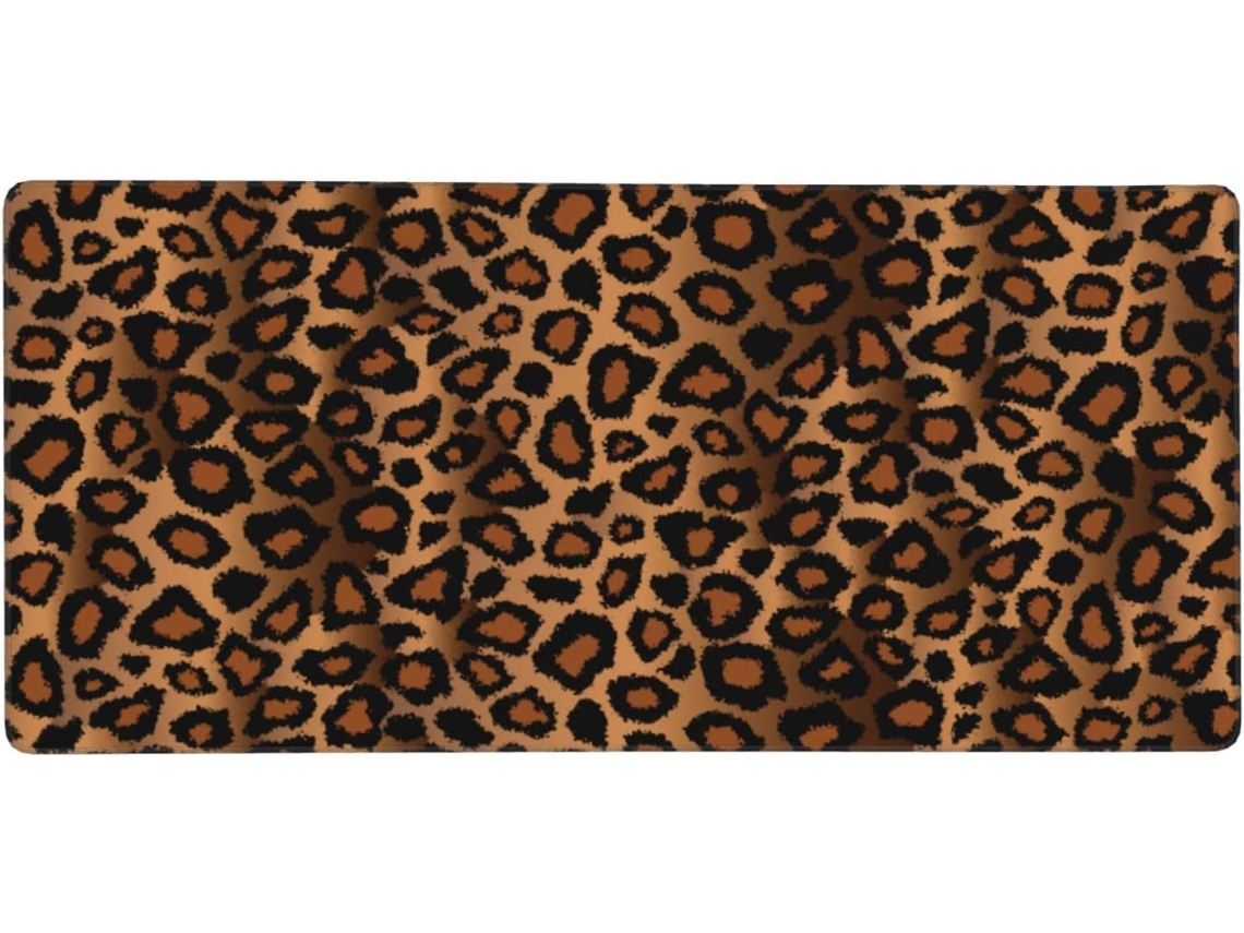 Mousepad para Computador de Grande Formato com Estampa Leopardo Marrom, Base Borracha Antiderrapante, 40 X 90