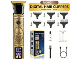 Aparador De Cabelo E Barba Com Design De Caveira, Tela Lcd E Carregamento Tipo-c - Kit Profissional Com 6 Pentes Guia
