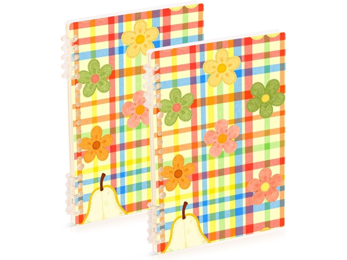 Conjunto de 2 Cadernos Espiral A5 Design Floral Colorido 21,1 X 14,5 Cm Encadernação em 60 Folhas para Plane
