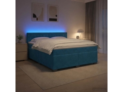 Vidaxl Cama Box Spring Com Colchão E Led Azul 140 X 190 Cm Veludo