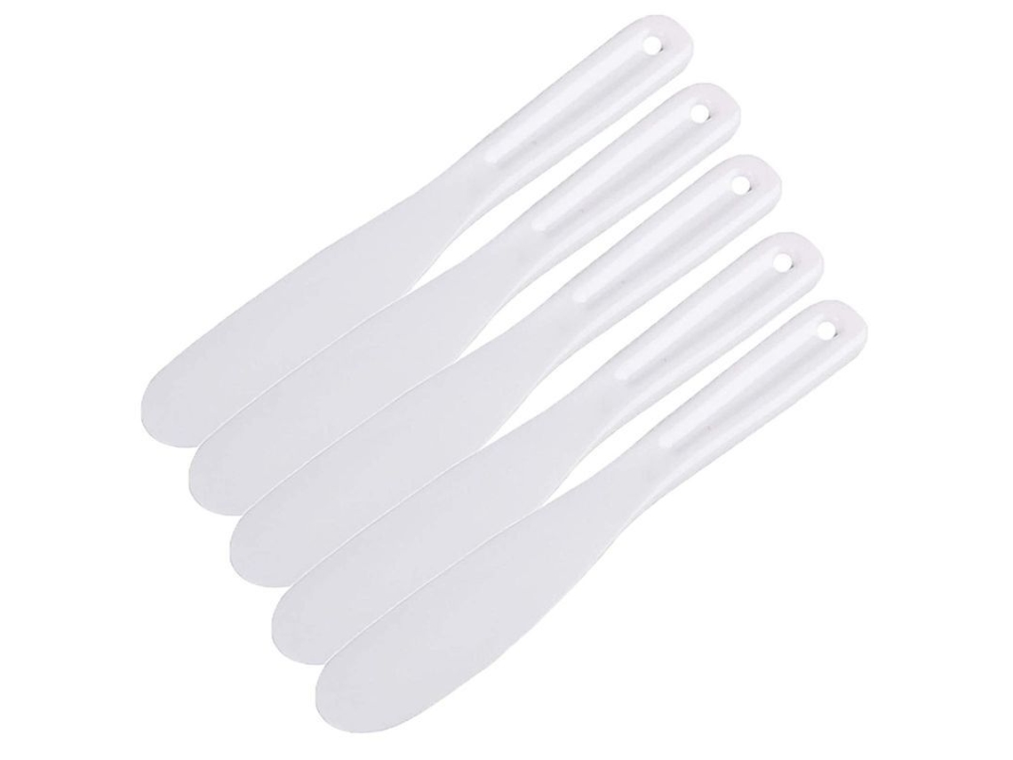 5 Colheres de Silicone para Misturar Máscaras e Aplicar Creme de Pele, Branco