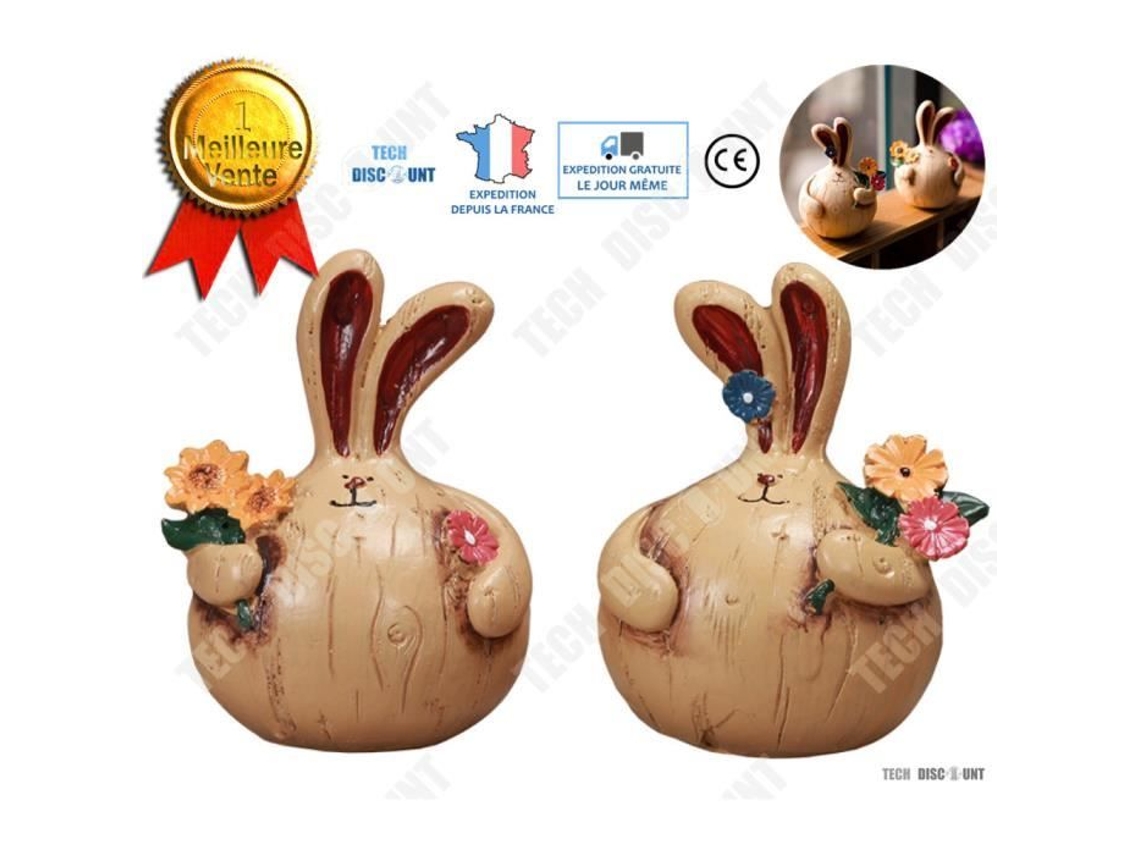 coelhinho da páscoa decoração de resina natural objeto decorativo ornamentos primavera casa desenho animado flor animal verão TECH DISCOUNT