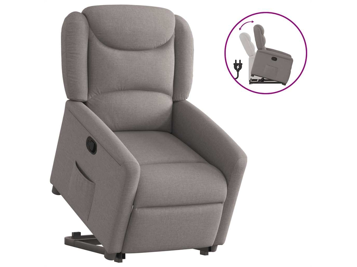 Vidaxl Poltrona Reclinável Elevatória Tecido Cinzento-acastanhado