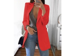 Chaqueta Blazer De Oficina Mujer Con Cuello Lapel Manga Larga Casual Exterior Hombros Cadera Xl Rojo