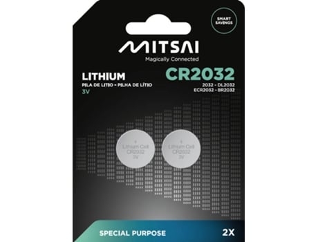 Pilhas Não Recarregáveis MITSAI CR2032 (CR - 2 Unidades)