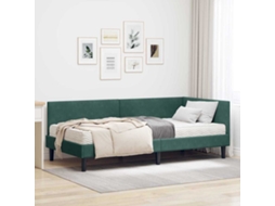 Vidaxl Estrutura De Cama De Canto Com Colchão 2 Unid. Verde Veludo