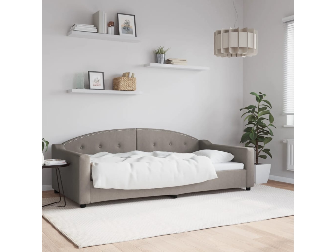 Vidaxl Sofá-cama 100x200 Cm Tecido Cinzento-acastanhado