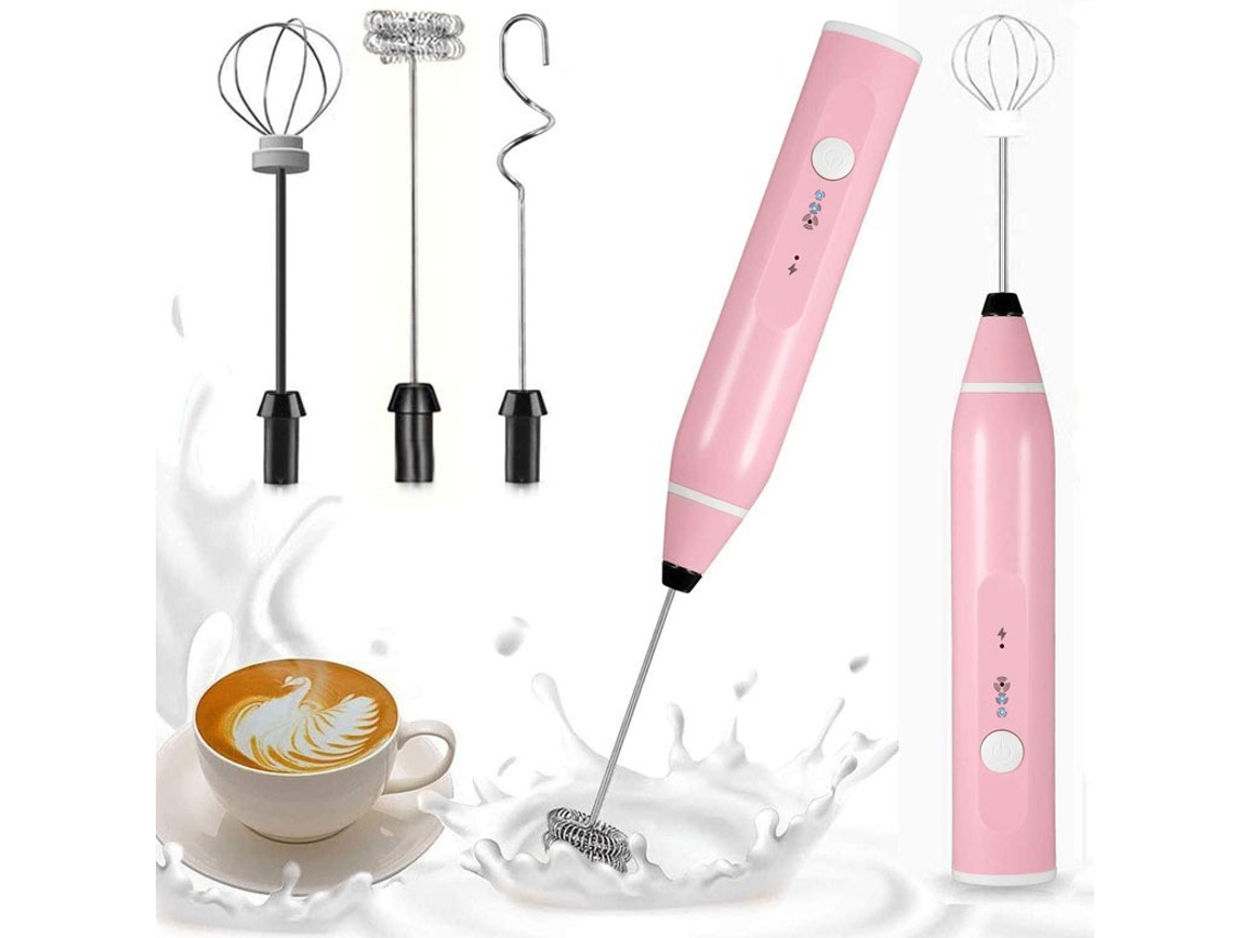 Espumador Elétrico de Leite, 3 Velocidades, Rosa AQUAFORGE