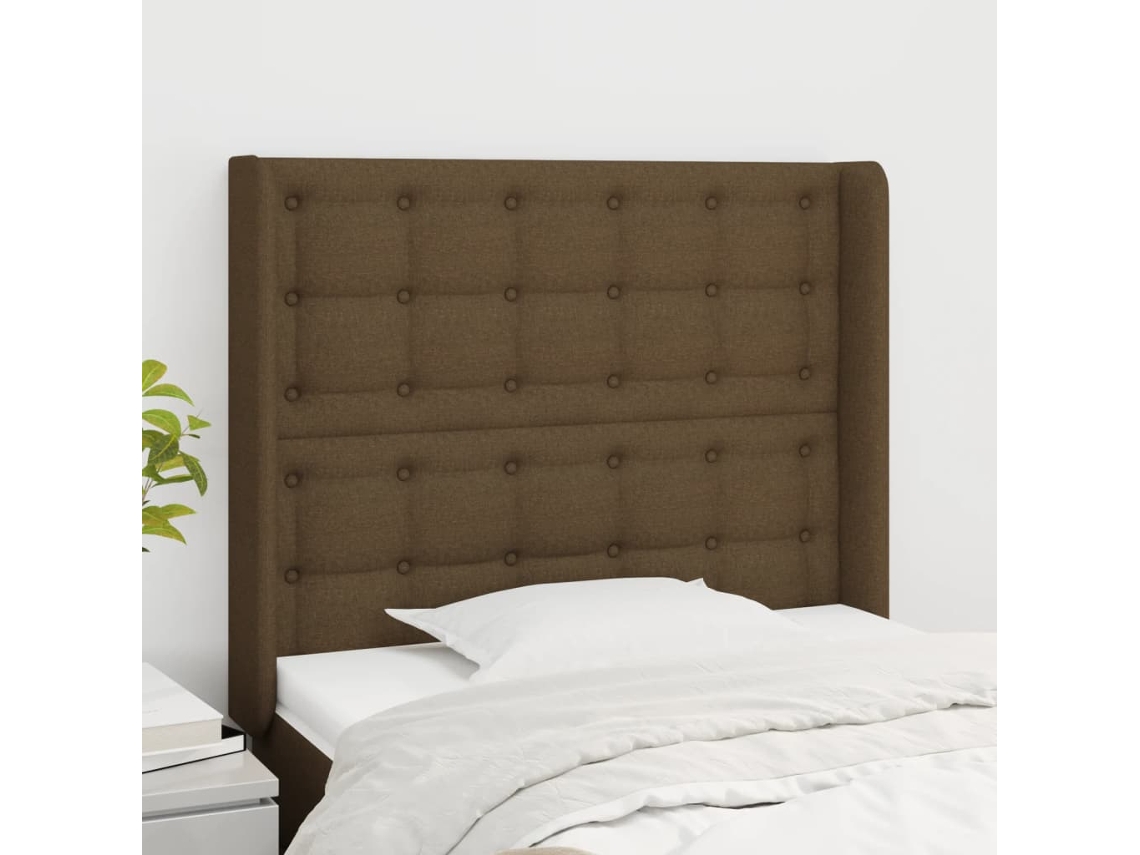 Cabeceira Camapainel De Cabeceira C/ Abas Tecido 83x16x118/128 Cm Castanho Escuro Lovely Home