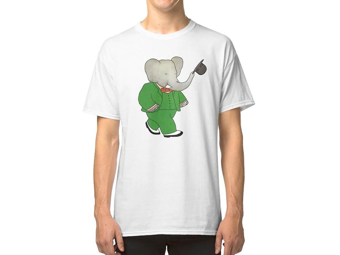 2026 camiseta Babar o Elefante Algodão 100% Pré encolhido Modelo Clássico e Confortável