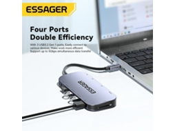 Estación De Acoplamiento Essager 11 En 1 3 Puertos Usb 3.2 Gen1, 5 Gbps, Hdmi, 4k A 30 Hz, Vga, Rj45, Cargador Pd, Concentradores Usb De 100 W
