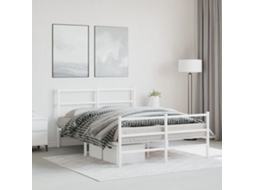 Vidaxl Estrutura De Cama Com Cabeceira E Pés 140x200 Cm Metal Branco