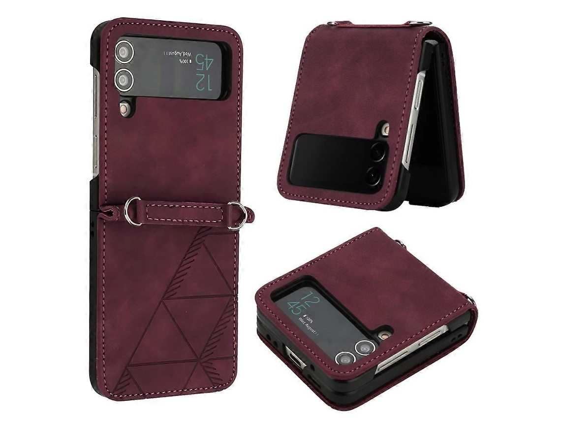 Capa De Couro Com Relevo 3d Para Samsung Galaxy Z Flip3 5g
