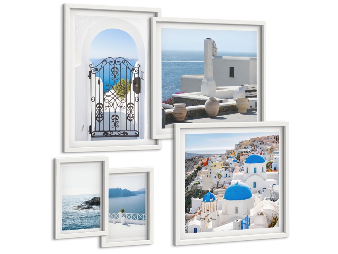 Conjunto De Pinturas Grécia Mediterrânea Vistas Espelharte (5 Peças)