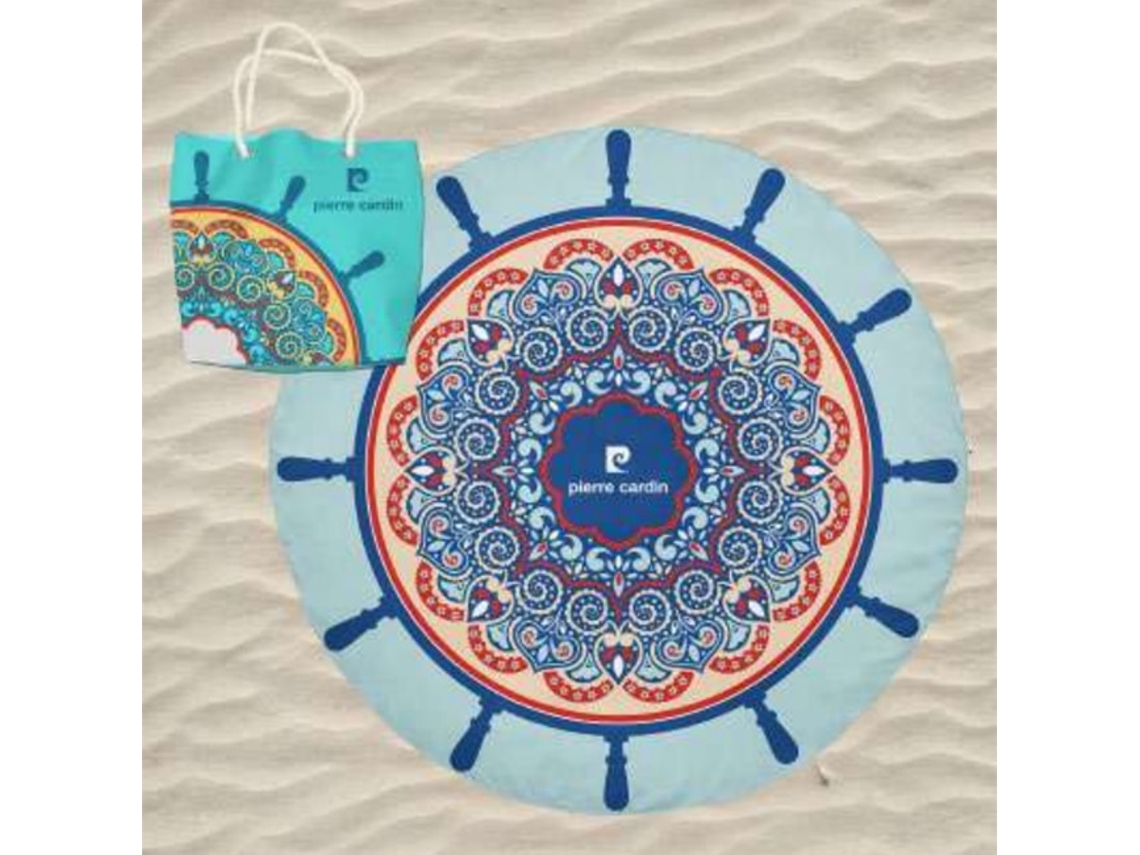 Toalha De Praia Redonda Microfibra Leme Mandala Com Saco
