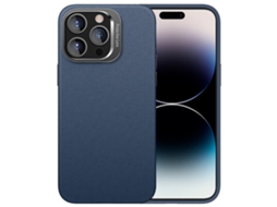Suporte Casa Para Iphone 14 Pro Pele Sintética Azul
