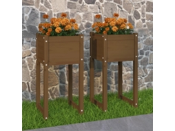 Vidaxl Vasos/floreiras 2 Pcs 40x40x81 Cm Pinho Maciço Castanho-mel