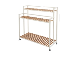 Suporte móvel para plantas de 3 níveis com rodas, OEM branco
