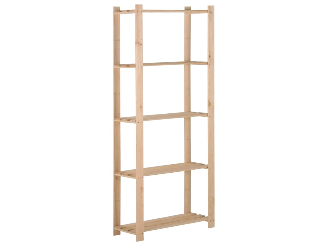 Vidaxl Unidade Arrumação 5 Prateleiras 80x28,5x170 Cm Pinho Maciço
