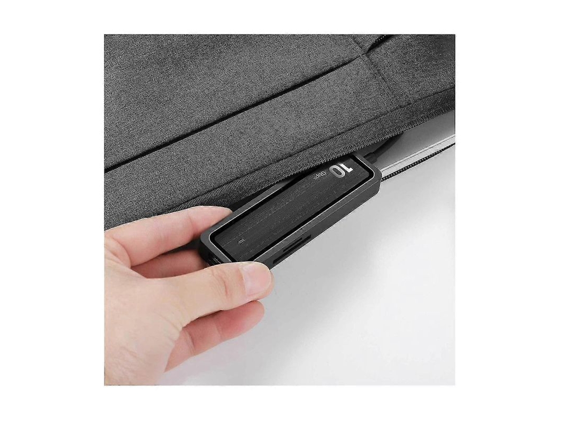 Hub USB 6 em 1 YURU com 4 portas USB 3.1 Gen 2, leitor de cartões TF, preto