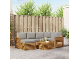 Vidaxl Conjunto De Sofás Para Exterior 7 Unid. Cinza Natural E Claro