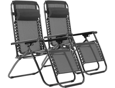 Conjunto de 2 Cadeiras Reclináveis Zero Gravity Cadeiras Espreguiçadeiras Reclináveis Ajustáveis Preto SELEOK