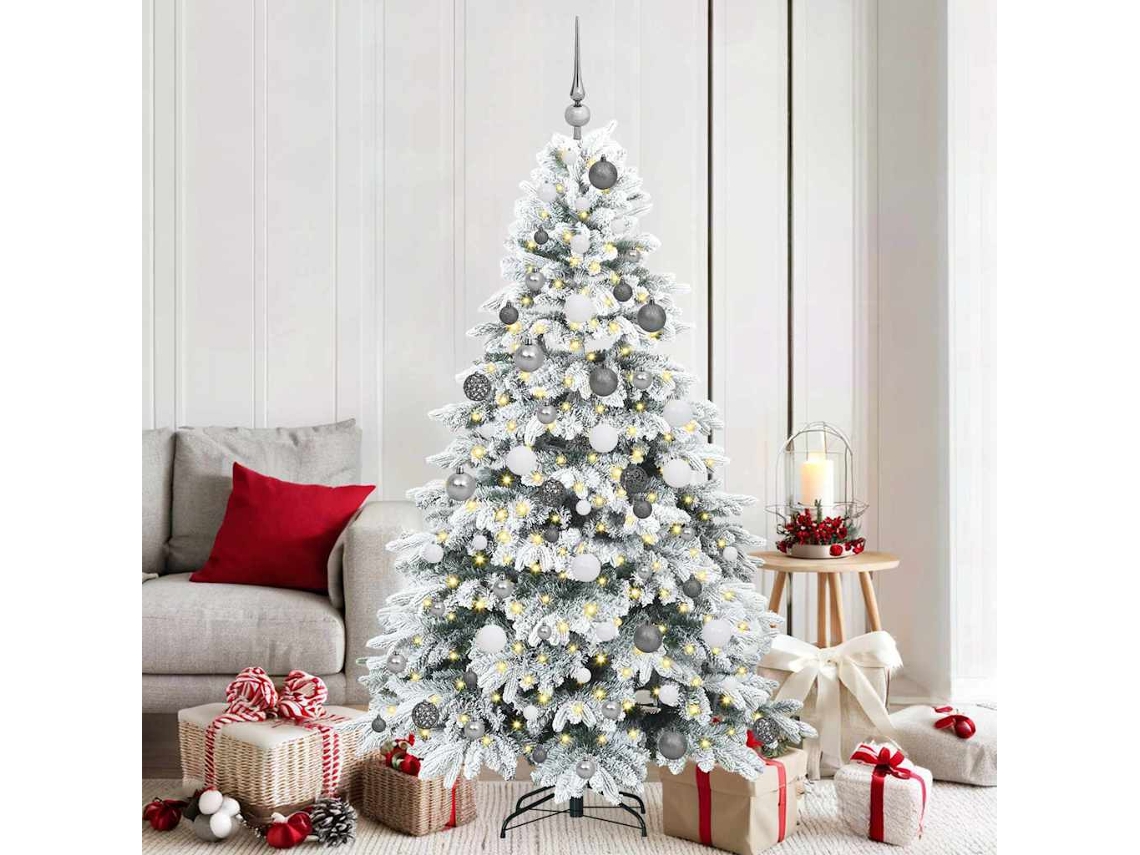 Vidaxl Árvore De Natal Artificial Com 300 Leds Branco 180 Cm Pe E Pvc