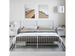 Estrutura De Cama Com Cabeceira E Pés 183x213 Cm Metal Branco