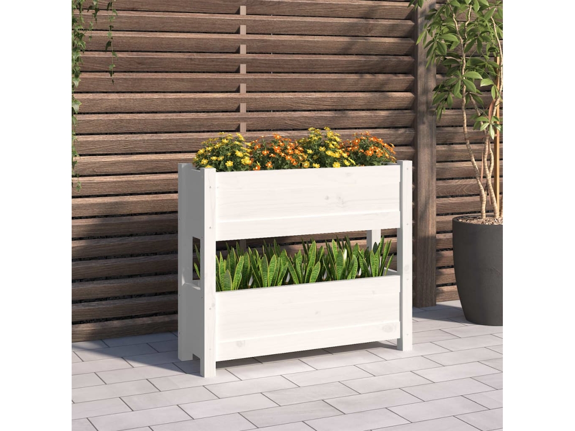 Vidaxl Vaso/floreira 77x25x66 Cm Madeira De Pinho Maciça Branco